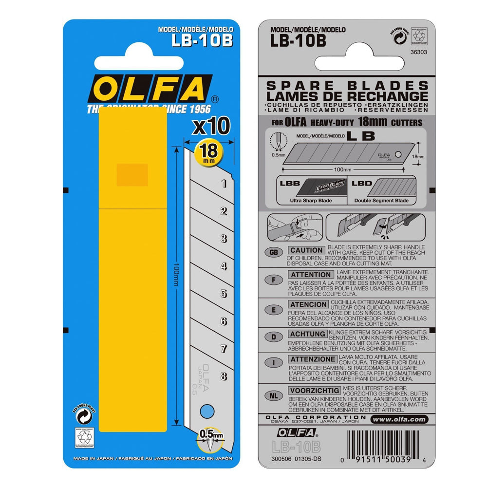 Geležtės OLFA LB-10B 18mm 10vnt