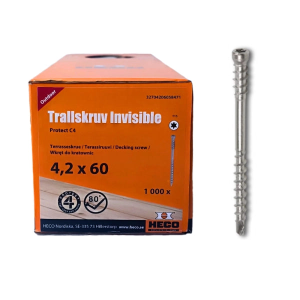 *C4* Heco Invisible - Medsraigčiai terasai (4.2 x 60 mm)