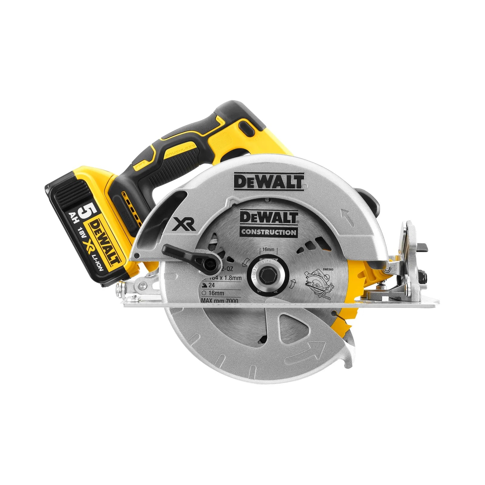 Akumuliatorinis diskinis pjūklas DeWALT DCS570P2, 18V, 2×5,0 Ah