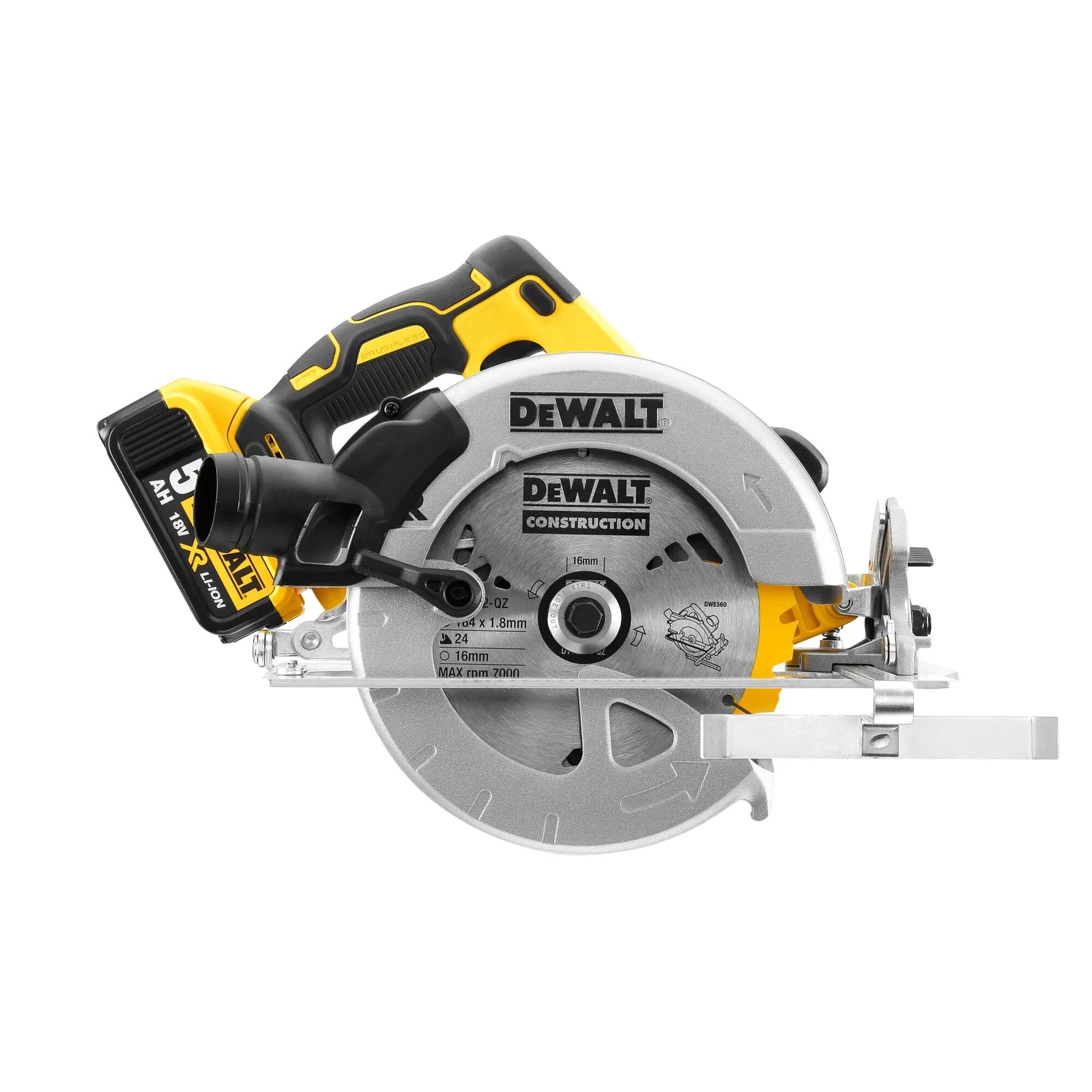 Akumuliatorinis diskinis pjūklas DeWALT DCS570P2, 18V, 2×5,0 Ah