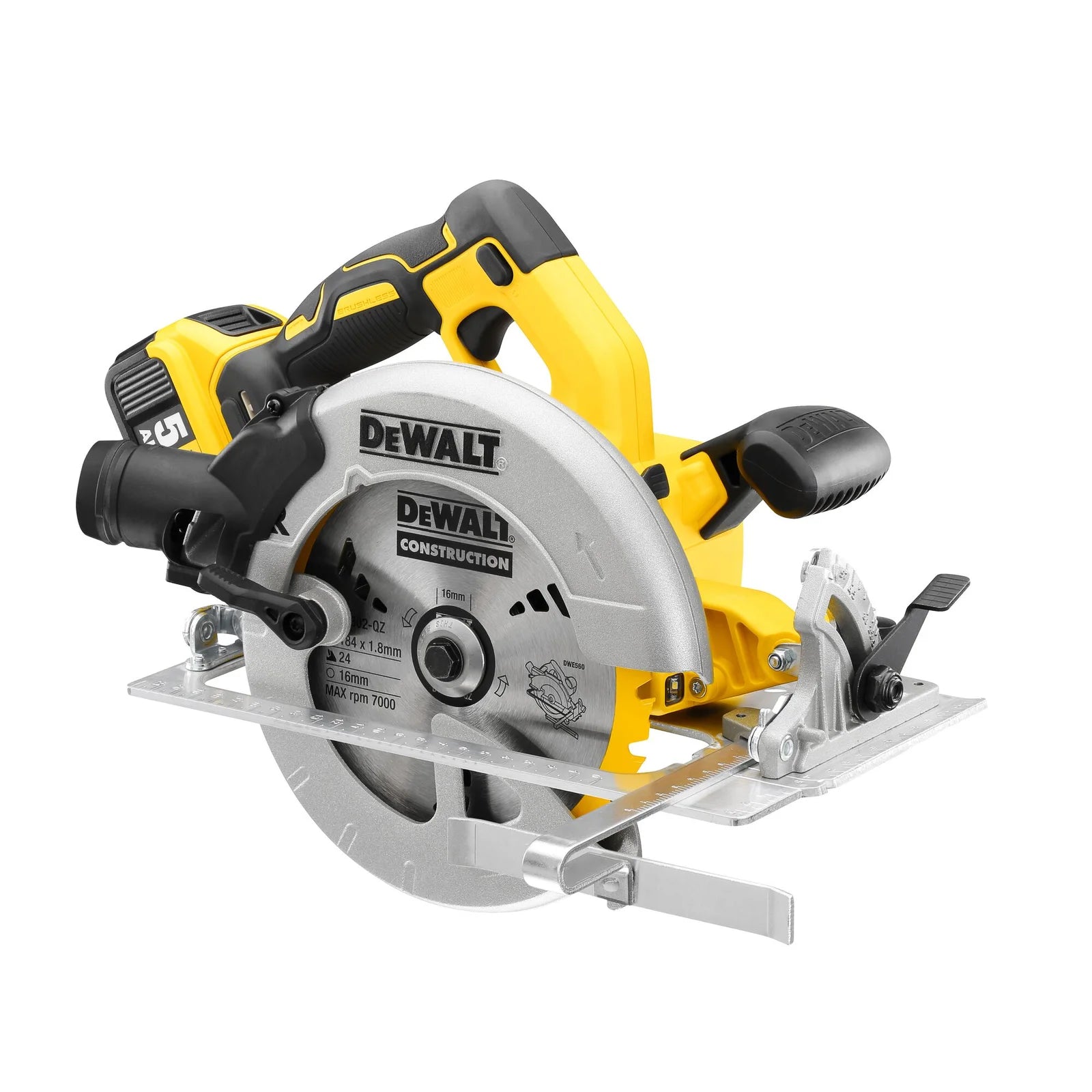 Akumuliatorinis diskinis pjūklas DeWALT DCS570P2, 18V, 2×5,0 Ah